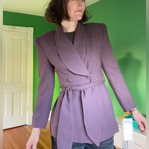 NWT vintage Nicole Taylor wool purple Elegant Belted Jacket